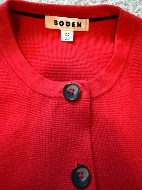 Boden Bright Red Button-Front Cardigan - Picture 2 of 3